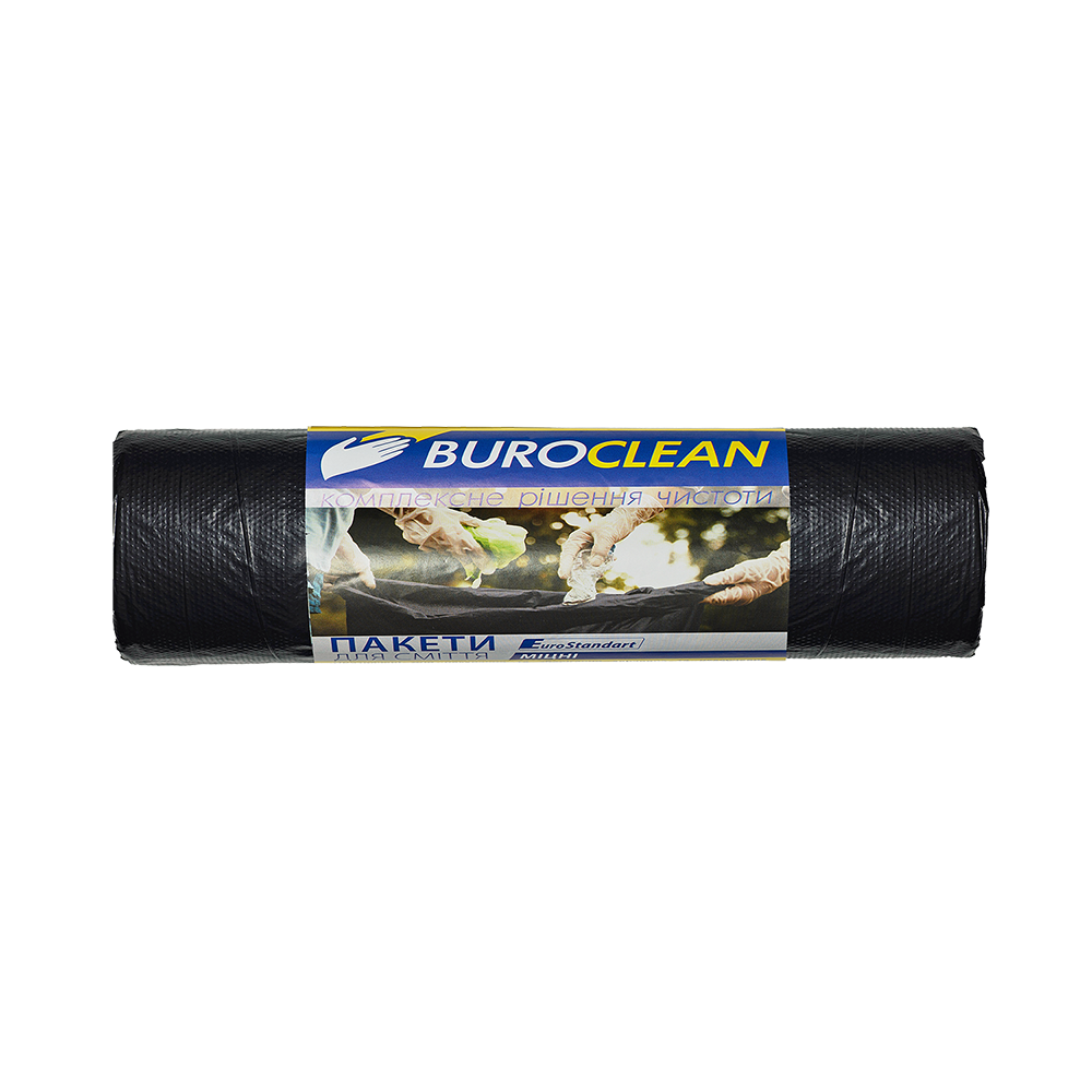 Пакети для сміття 160л10шт, 900*1070мм, міцні чорні, 22мкм ПВТ (LDPE), BUROCLEAN EuroStandart 10200054